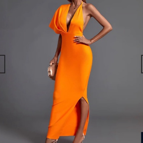 Orange Wedding Guest Dress Brand New - Picture 3 of 3